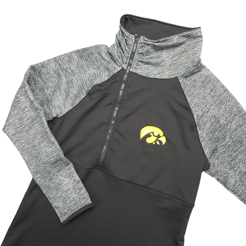 Iowa Hawkeyes Shirt Womens Medium Black‎ NCAA Football Under Armour 1/4 Zip